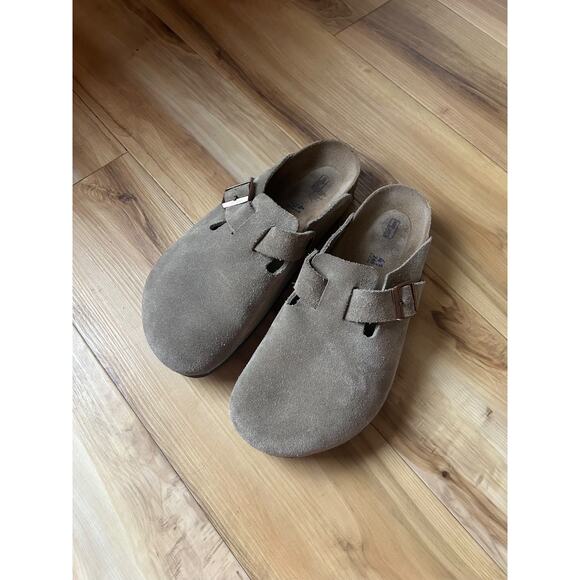 Birkenstock Boston Suede Taupe Size 41 Men's Women’s Very Good Used Condition - Picture 1 of 4